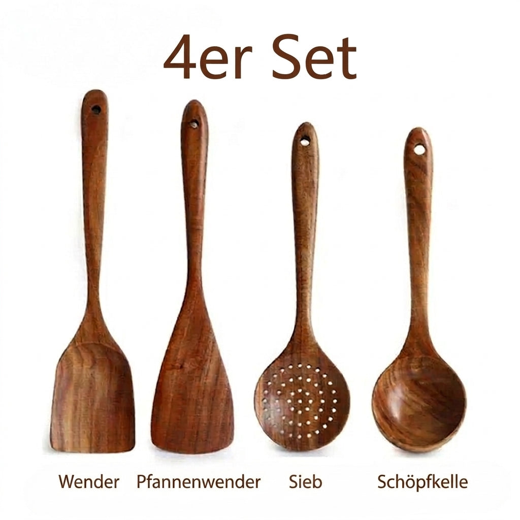 Premium Teakholz-Utensilien-Set: Natürliche Eleganz für Ihre Küche