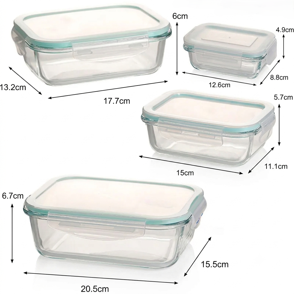 Premium Frischhaltebehälter-Set aus Borosilikatglas – 4-teilig
