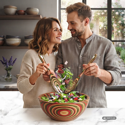 Das perfekte Duo: Salatbesteck-Set aus edlem Pakkaholz