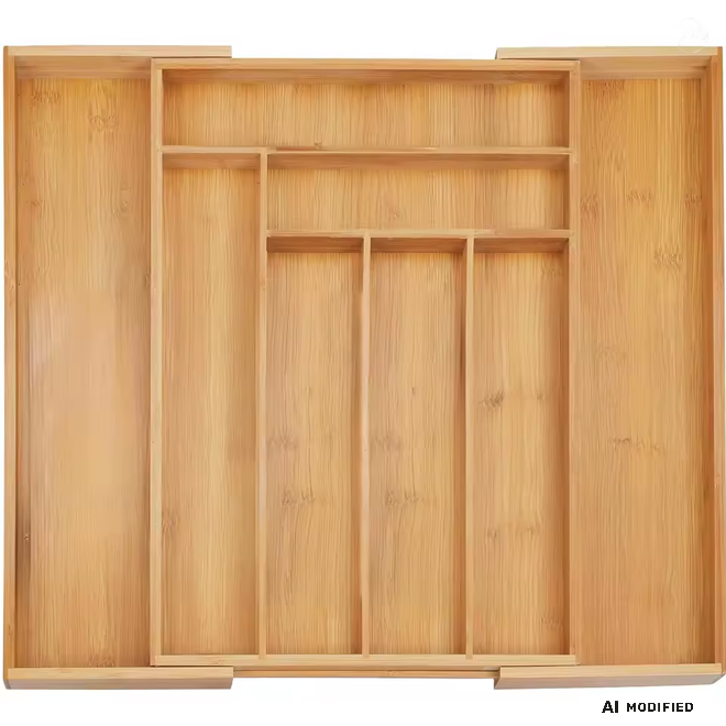 Ausziehbarer Besteckkasten aus Bambus (32–52 cm)