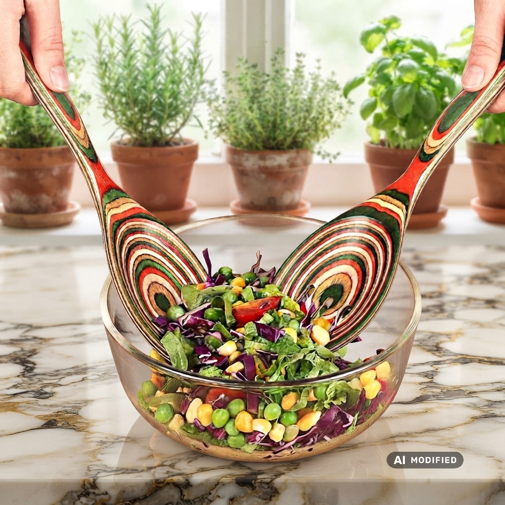 Das perfekte Duo: Salatbesteck-Set aus edlem Pakkaholz