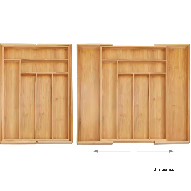 Ausziehbarer Besteckkasten aus Bambus (32–52 cm)