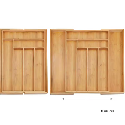 Ausziehbarer Besteckkasten aus Bambus (32–52 cm)