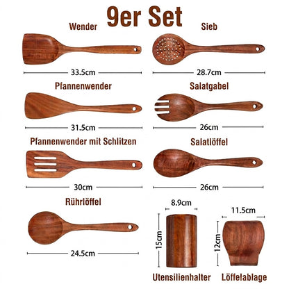 Premium Teakholz-Utensilien-Set:  Natürliche Eleganz für Ihre Küche