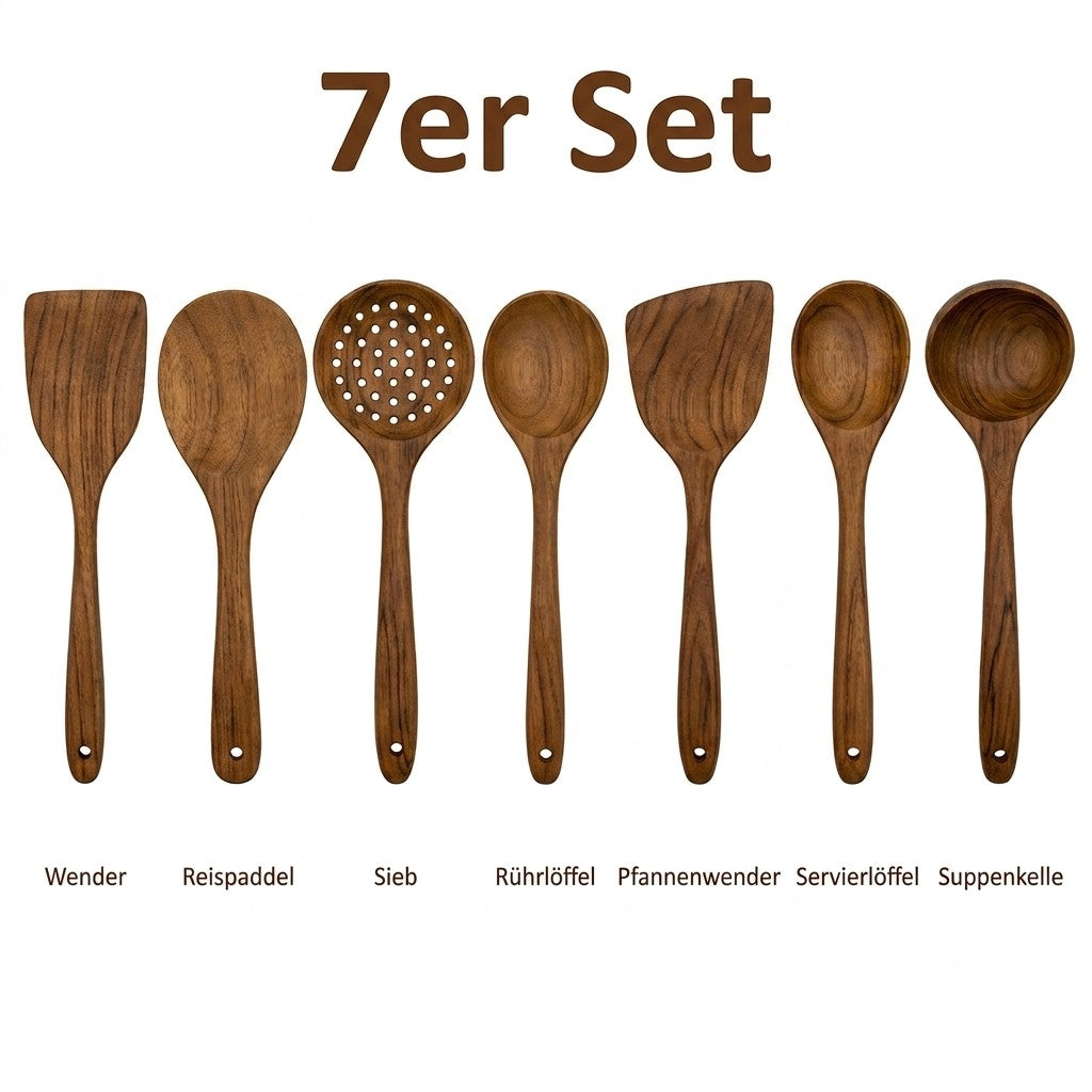Premium Teakholz-Utensilien-Set:  Natürliche Eleganz für Ihre Küche