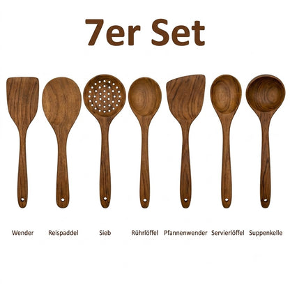 Premium Teakholz-Utensilien-Set:  Natürliche Eleganz für Ihre Küche
