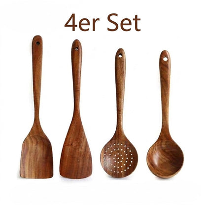 Premium Teakholz-Utensilien-Set:  Natürliche Eleganz für Ihre Küche