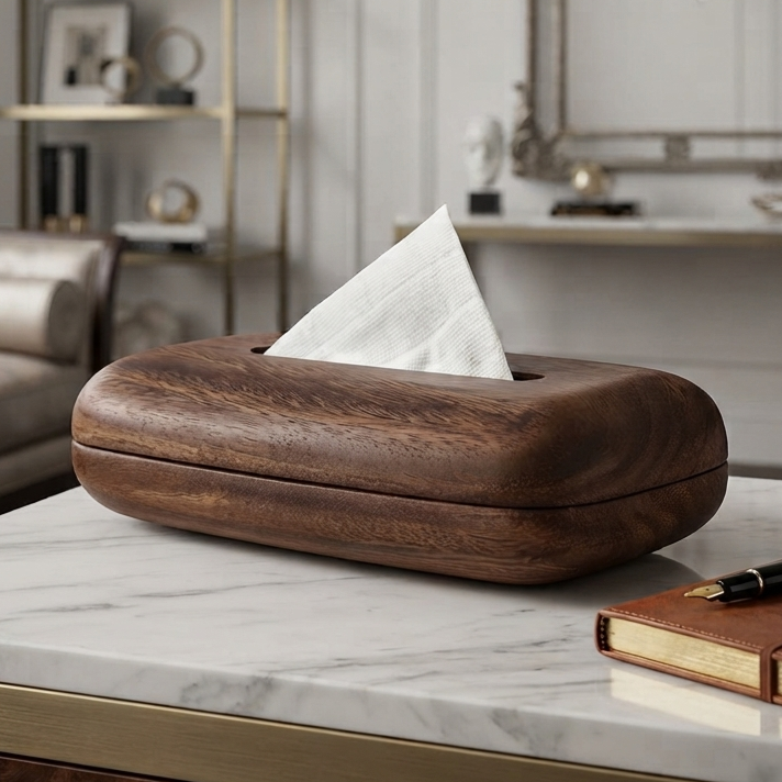 Edle Taschentuchbox aus massivem Wallnussholz – Minimalistischer Luxus für dein Zuhause