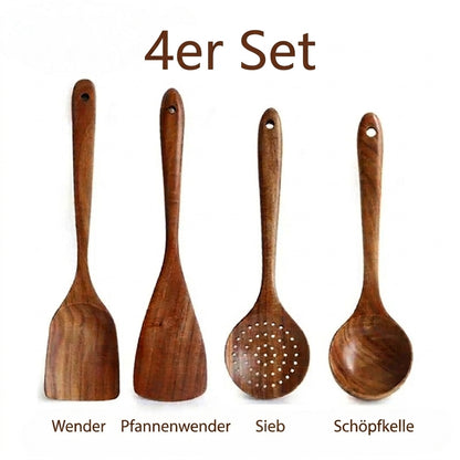 Premium Teakholz-Utensilien-Set:  Natürliche Eleganz für Ihre Küche