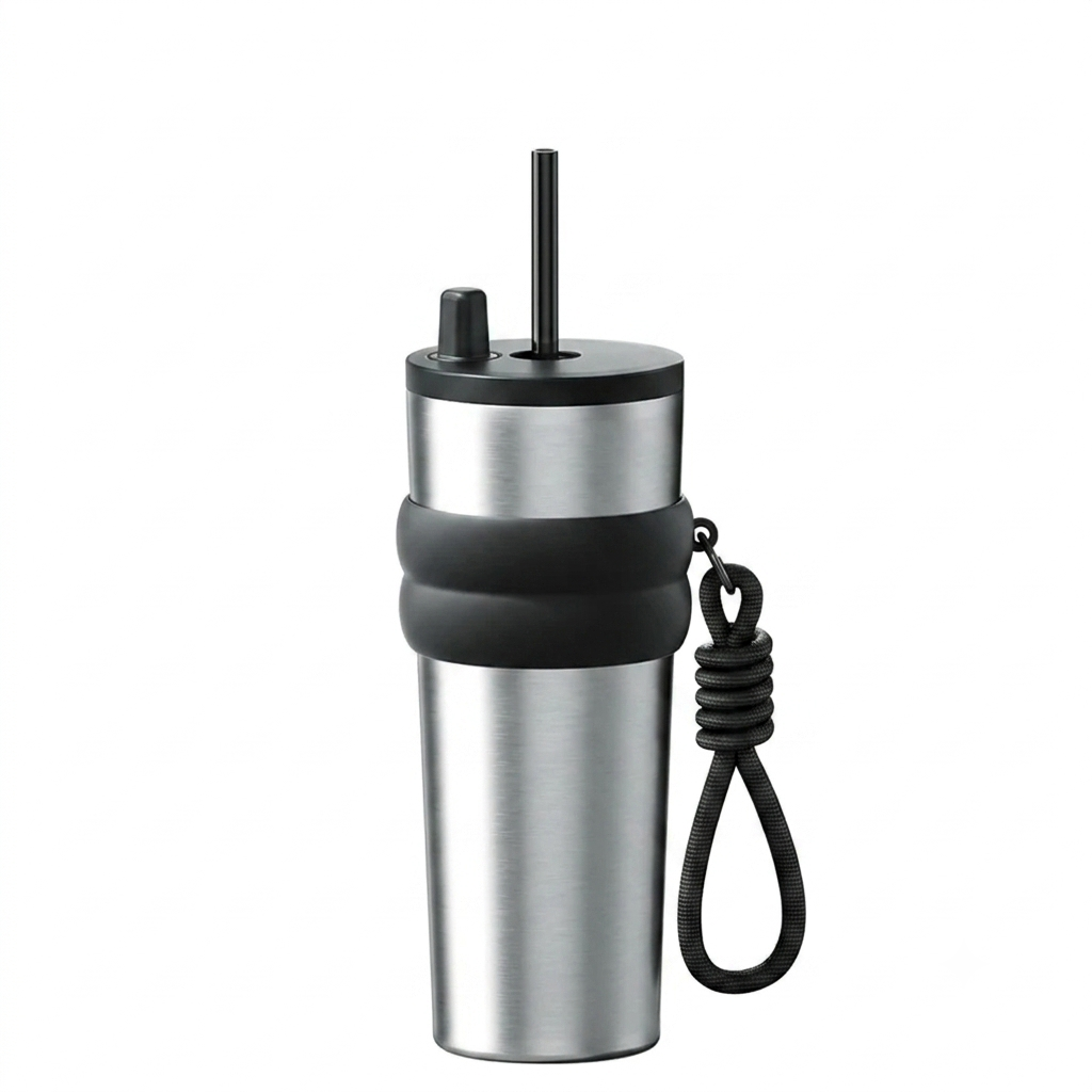 Premium Thermo-Travel-Mug (700 ml) mit integriertem Strohhalm– Dein perfekter Begleiter