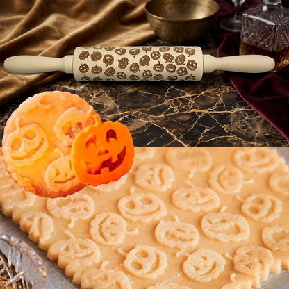 Halloween Präge-Nudelholz – Verzaubere deine Kekse mit Halloween-Magie! 🎃👻