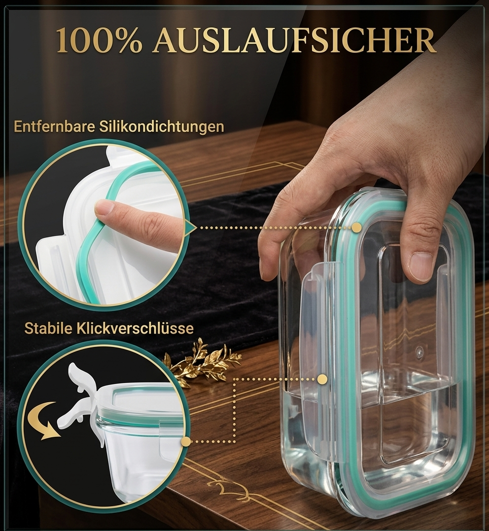 Premium Frischhaltebehälter-Set aus Borosilikatglas – 4-teilig