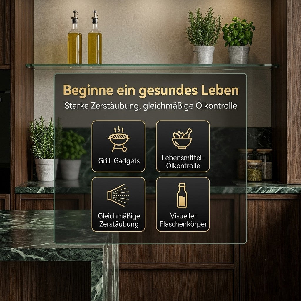 Premium Ölsprüher aus Glas und Edelstahl – Perfekte Dosierung für deine Küche