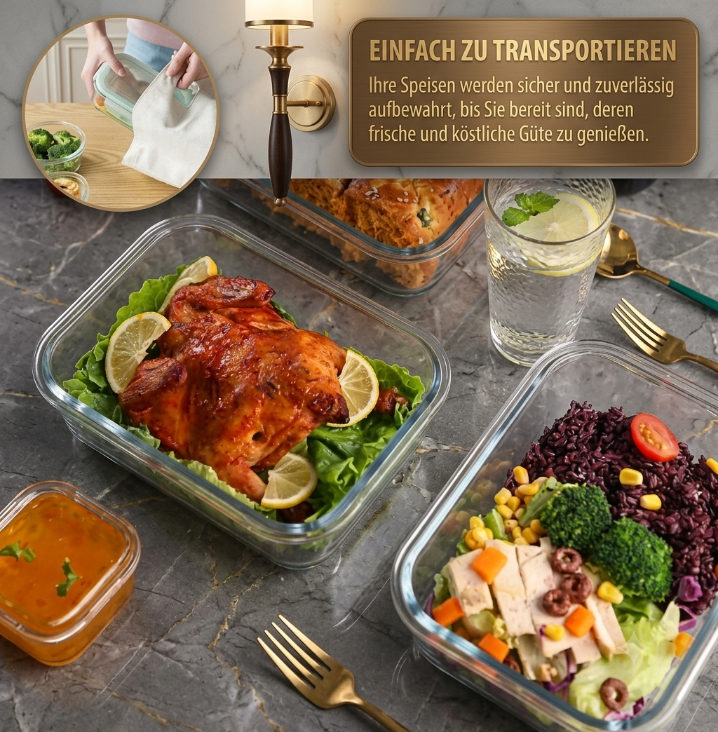 Premium Frischhaltebehälter-Set aus Borosilikatglas – 4-teilig
