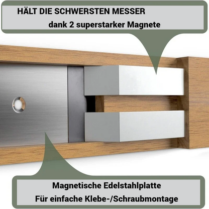 Akazie Magnet-Messerleiste – Edler & sicherer Messerhalter ohne Bohren oder mit Schrauben