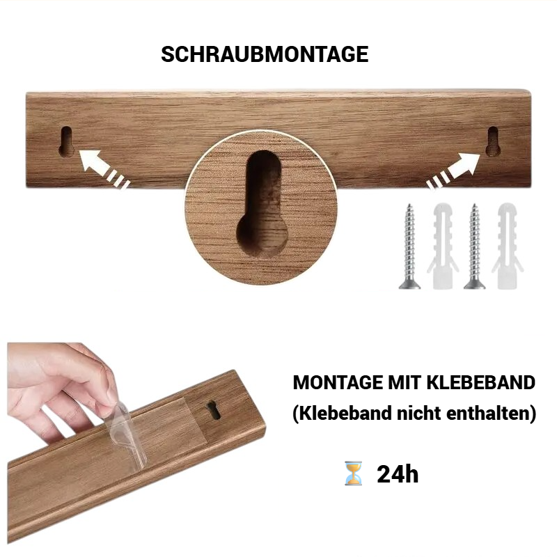 Akazie Magnet-Messerleiste – Edler & sicherer Messerhalter ohne Bohren oder mit Schrauben