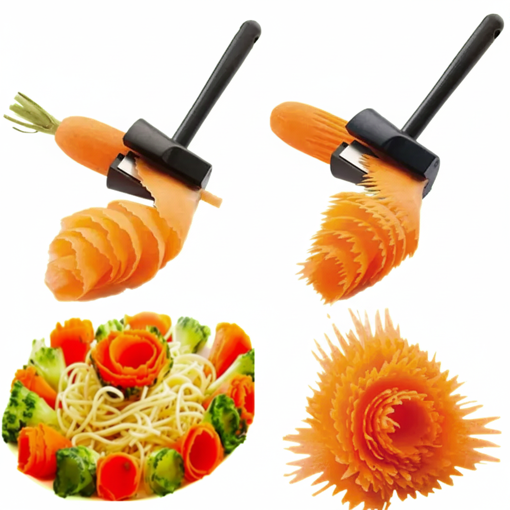 Manueller 3-in-1 Gemüse- und Obst-Spiralschneider- Vergessen Sie unsaubere Schnitte und mühsames Hacken.
