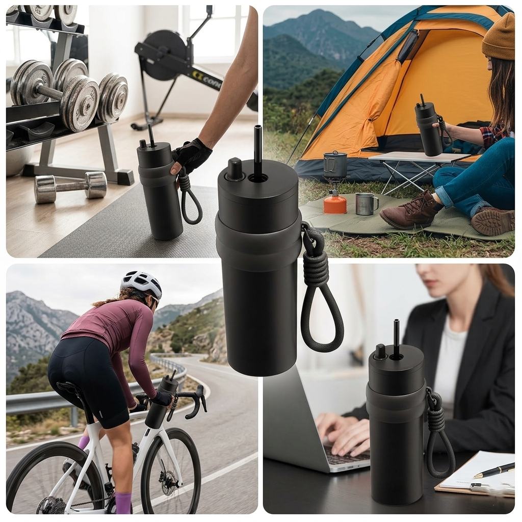 Premium Thermo-Travel-Mug (700 ml) mit integriertem Strohhalm– Dein perfekter Begleiter