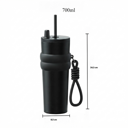Premium Thermo-Travel-Mug (700 ml) mit integriertem Strohhalm– Dein perfekter Begleiter