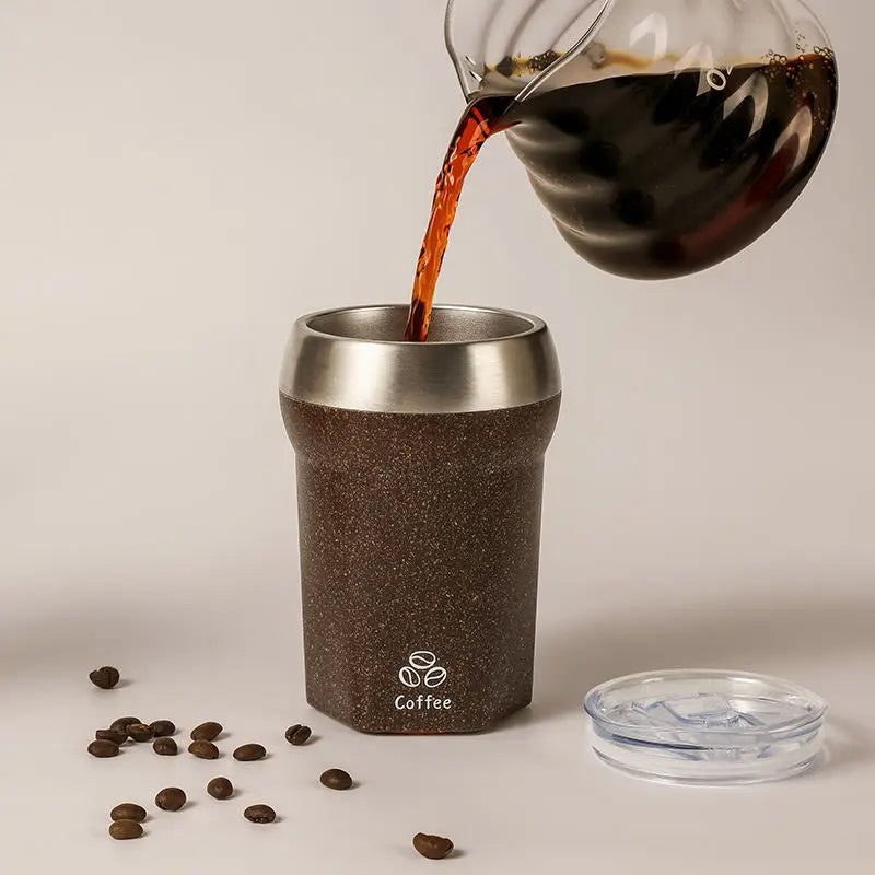 Coffee Tumbler with Suction Base Spill-Proof Bottom Grip Mug 400ML Coffee Cup with Lid Portable Insulated Vacuum Flask