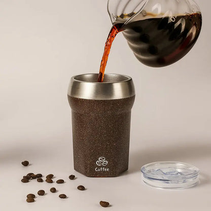 Coffee Tumbler with Suction Base Spill-Proof Bottom Grip Mug 400ML Coffee Cup with Lid Portable Insulated Vacuum Flask