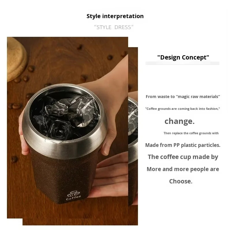 Coffee Tumbler with Suction Base Spill-Proof Bottom Grip Mug 400ML Coffee Cup with Lid Portable Insulated Vacuum Flask