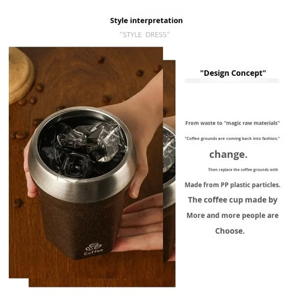 Coffee Tumbler with Suction Base Spill-Proof Bottom Grip Mug 400ML Coffee Cup with Lid Portable Insulated Vacuum Flask