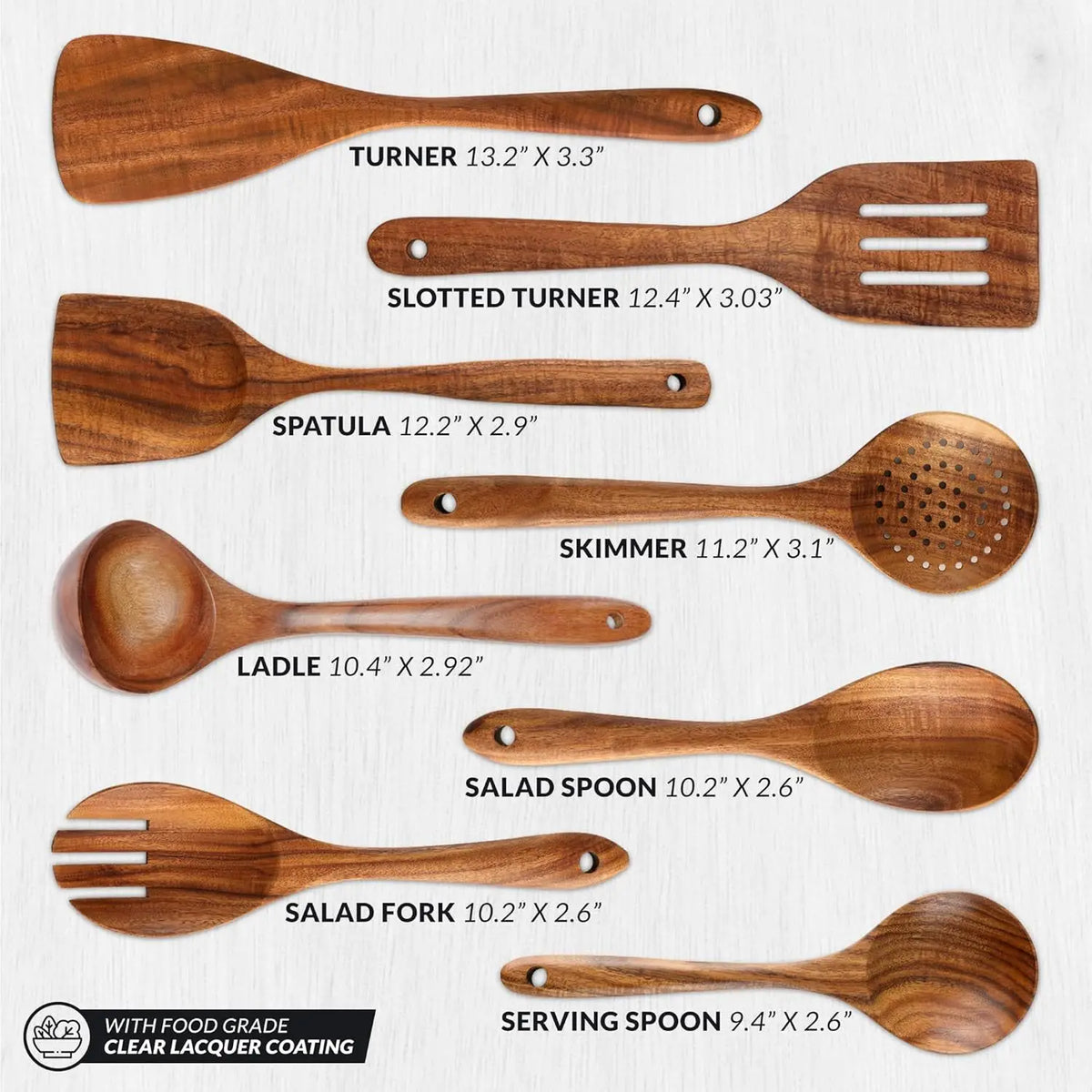 Premium Teakholz-Utensilien-Set
