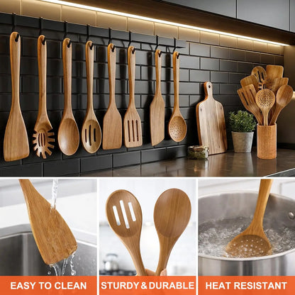 Premium Teakholz-Utensilien-Set