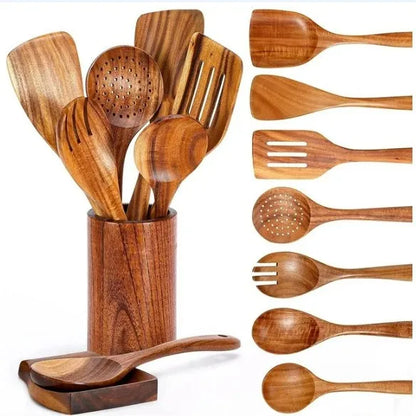 Premium Teakholz-Utensilien-Set