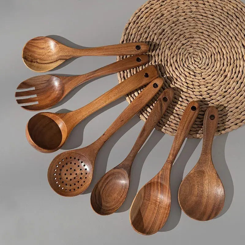 Premium Teakholz-Utensilien-Set