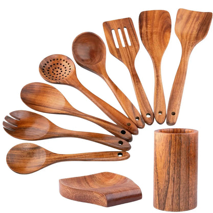 Premium Teakholz-Utensilien-Set