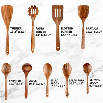 Premium Teakholz-Utensilien-Set