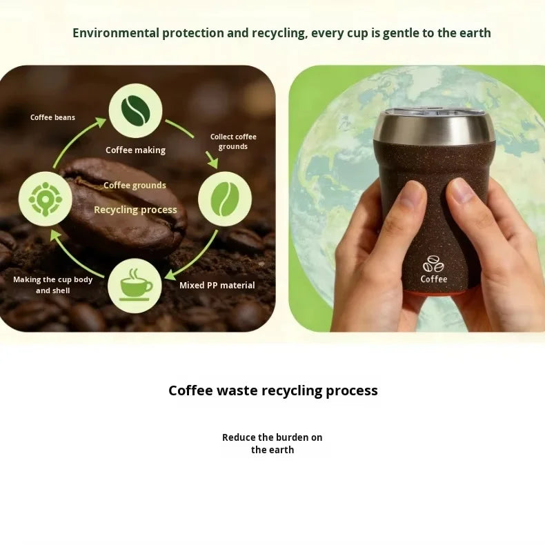 Coffee Tumbler with Suction Base Spill-Proof Bottom Grip Mug 400ML Coffee Cup with Lid Portable Insulated Vacuum Flask