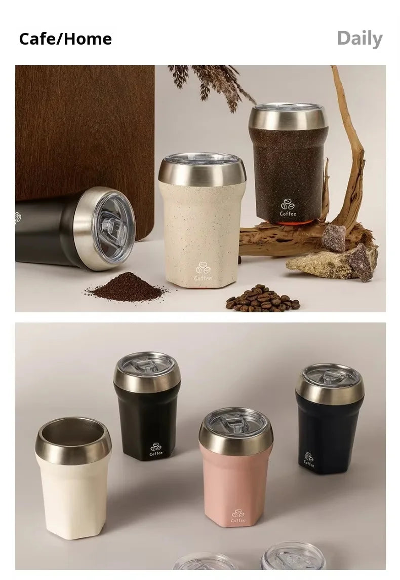Coffee Tumbler with Suction Base Spill-Proof Bottom Grip Mug 400ML Coffee Cup with Lid Portable Insulated Vacuum Flask