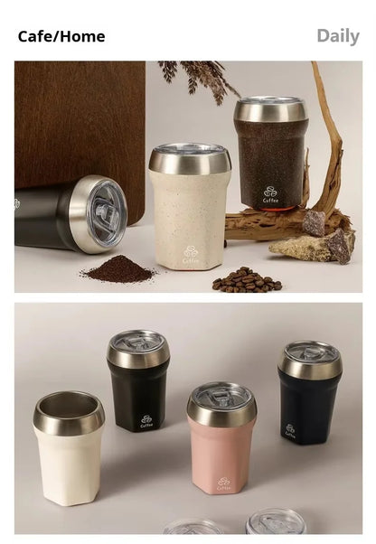 Coffee Tumbler with Suction Base Spill-Proof Bottom Grip Mug 400ML Coffee Cup with Lid Portable Insulated Vacuum Flask