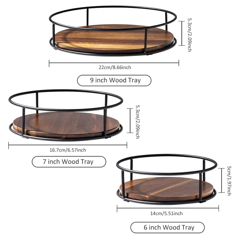 Kitchen 360 Degree Rotating Storage Rack Lazy Susan Turntable Multifunction Rotary Wooden Tray for Seasoning Bottles Cosmetics