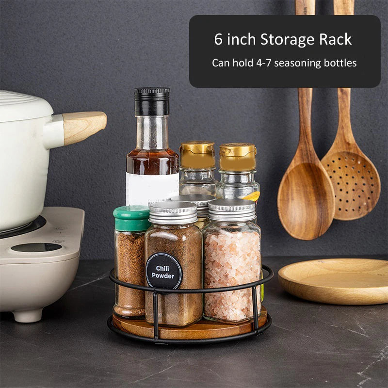 Kitchen 360 Degree Rotating Storage Rack Lazy Susan Turntable Multifunction Rotary Wooden Tray for Seasoning Bottles Cosmetics