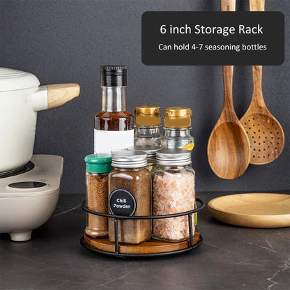 Kitchen 360 Degree Rotating Storage Rack Lazy Susan Turntable Multifunction Rotary Wooden Tray for Seasoning Bottles Cosmetics