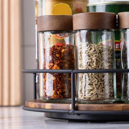 Kitchen 360 Degree Rotating Storage Rack Lazy Susan Turntable Multifunction Rotary Wooden Tray for Seasoning Bottles Cosmetics