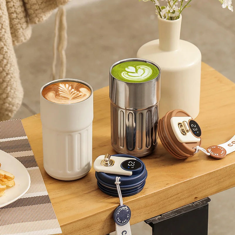 Thermobecher mit smarter Temperaturanzeige - Edelstahl, LED-Anzeige