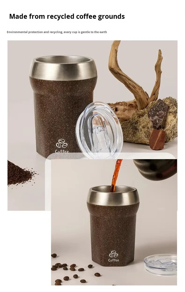 Coffee Tumbler with Suction Base Spill-Proof Bottom Grip Mug 400ML Coffee Cup with Lid Portable Insulated Vacuum Flask