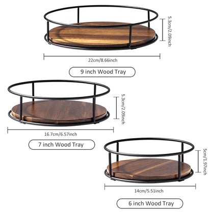 Kitchen 360 Degree Rotating Storage Rack Lazy Susan Turntable Multifunction Rotary Wooden Tray for Seasoning Bottles Cosmetics