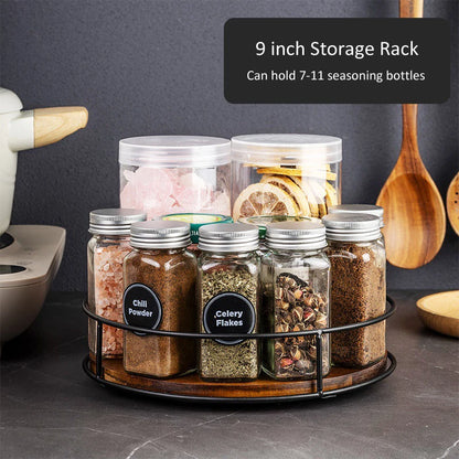 Kitchen 360 Degree Rotating Storage Rack Lazy Susan Turntable Multifunction Rotary Wooden Tray for Seasoning Bottles Cosmetics