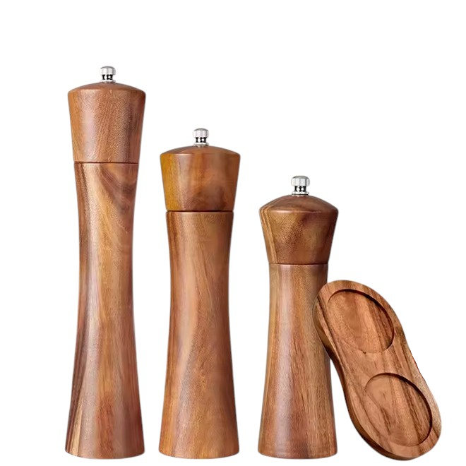 Premium Akazienholz Gewürz- und Pfeffermühle mit Keramikmahlwerk – Kulinarische Präzision trifft auf zeitlose Natur-Eleganz