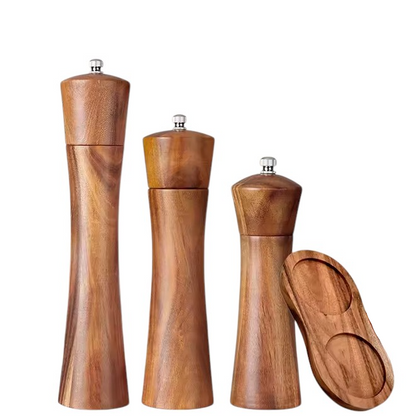 Premium Akazienholz Gewürz- und Pfeffermühle mit Keramikmahlwerk – Kulinarische Präzision trifft auf zeitlose Natur-Eleganz